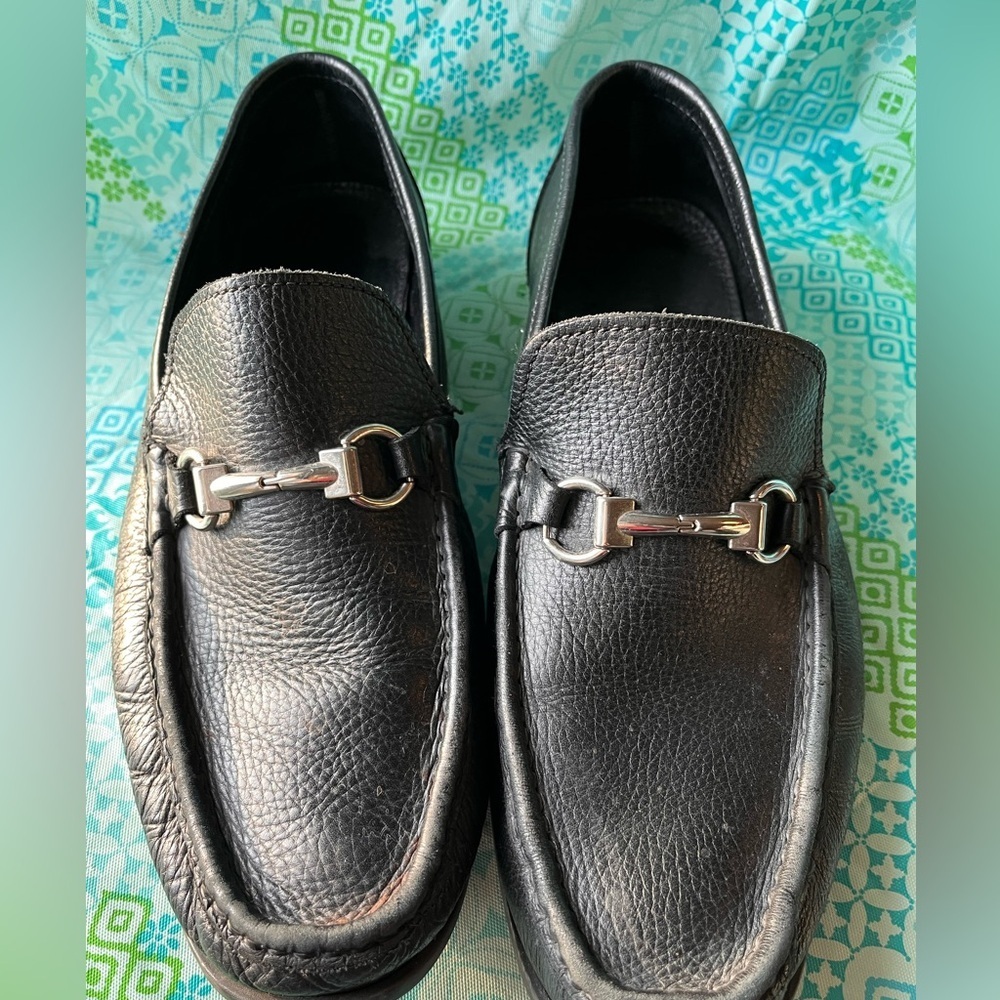 Sandro Moscoloni Black Leather Men's Slip-Ons
